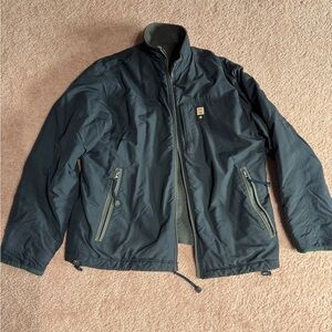 Vintage 90s Abercrombie & Fitch Navy and Charcoal Fleece Lined Jacket